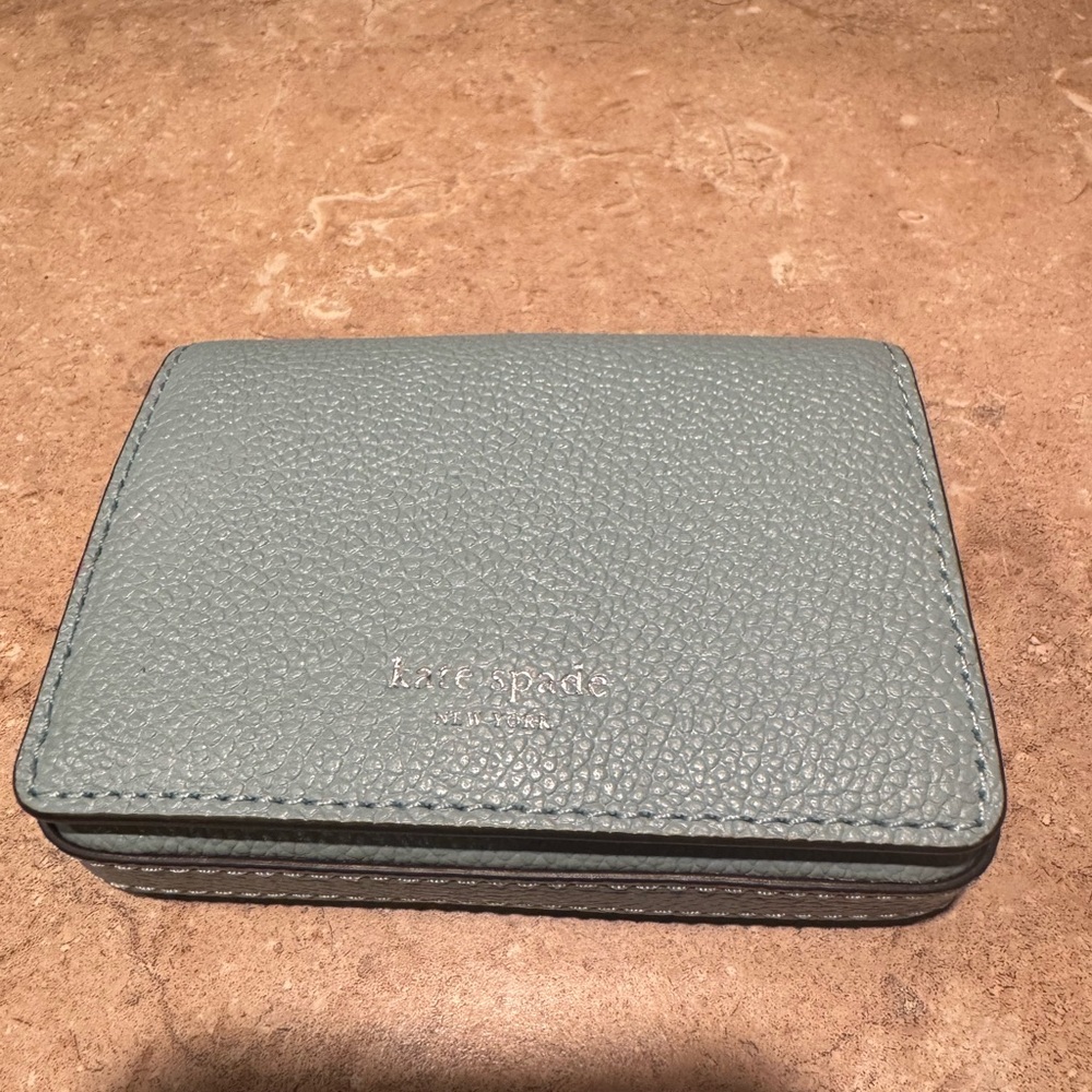 Kate Spade Teal Leather Card Holder | Slim Wallet | EUC